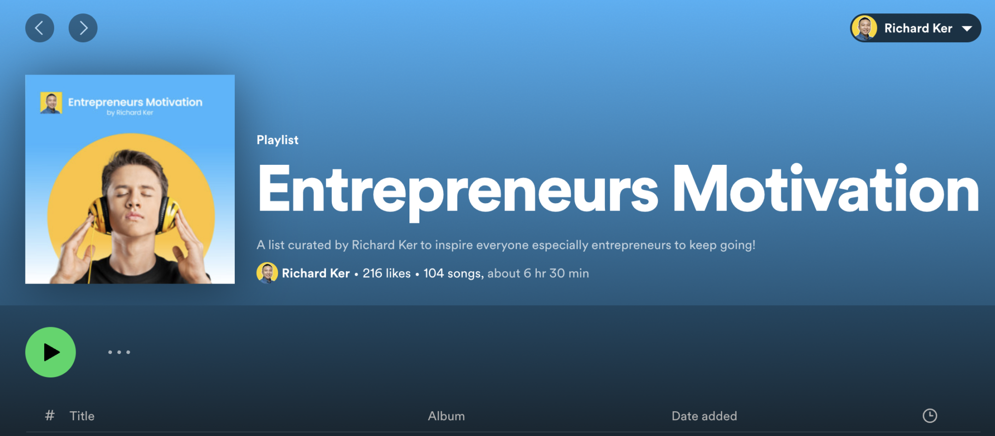 Entrepreneurs Songs on Spotify